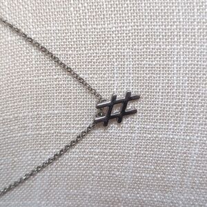 Silver Hashtag Pound Trending Keyword Pendant necklace